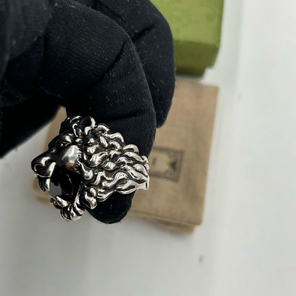 Gucci iconic Lionhead motif with Black stone size 10 made in Italy NWT - Picture 7 of 9